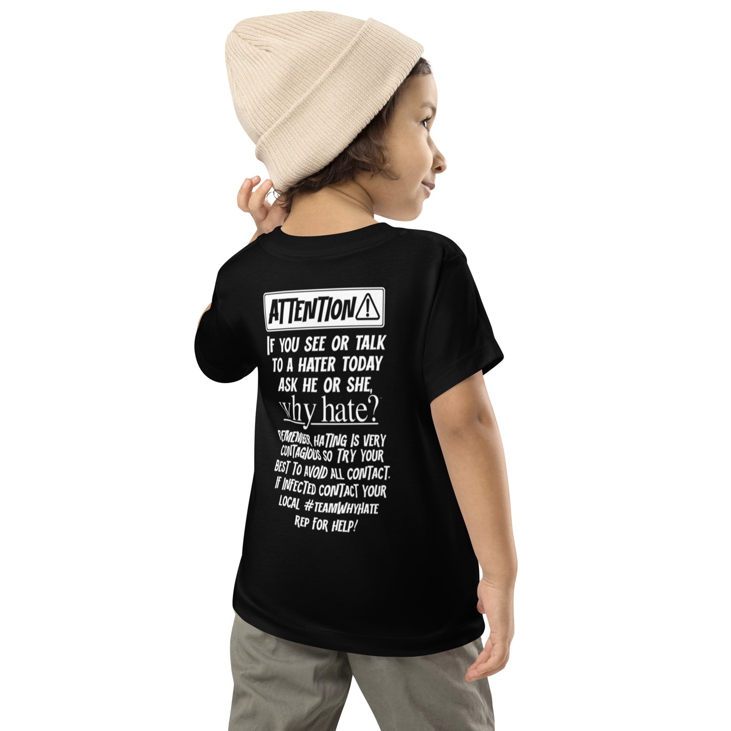 why hate? (Classic) White Print / Black Toddler Short Sleeve Tee