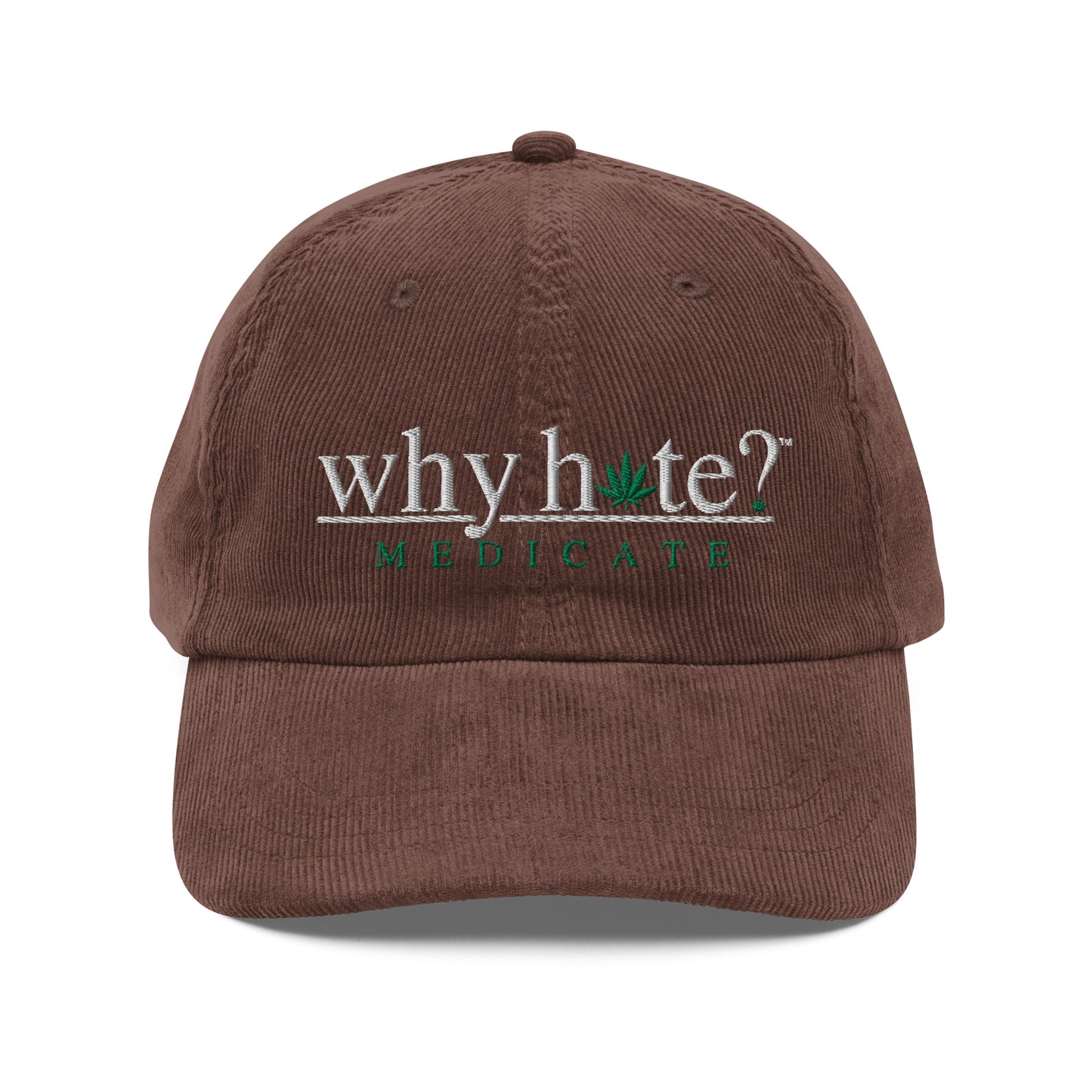why hate? (Medicate) Brown Vintage corduroy cap