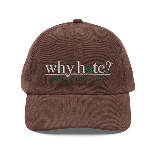 why hate? (Medicate) Brown Vintage corduroy cap
